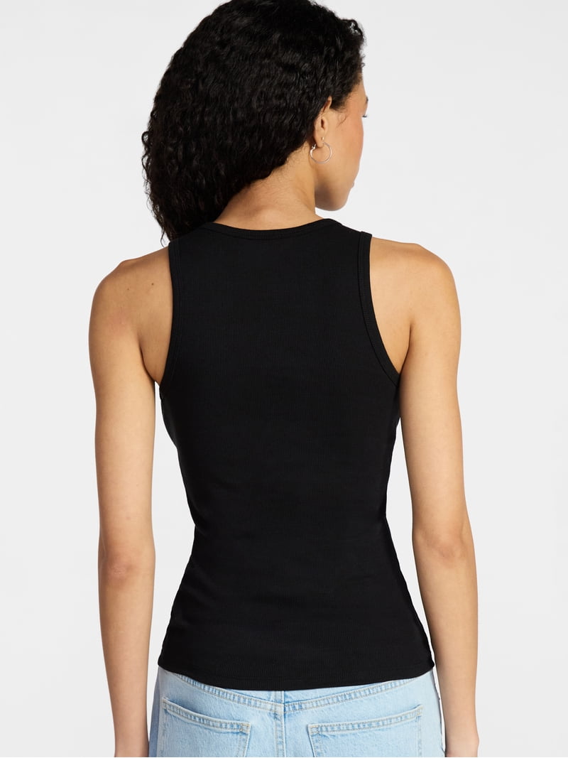 No Boundaries Ribbed High Neck Tank Top, Women's XXS-XXL - Walmart.com