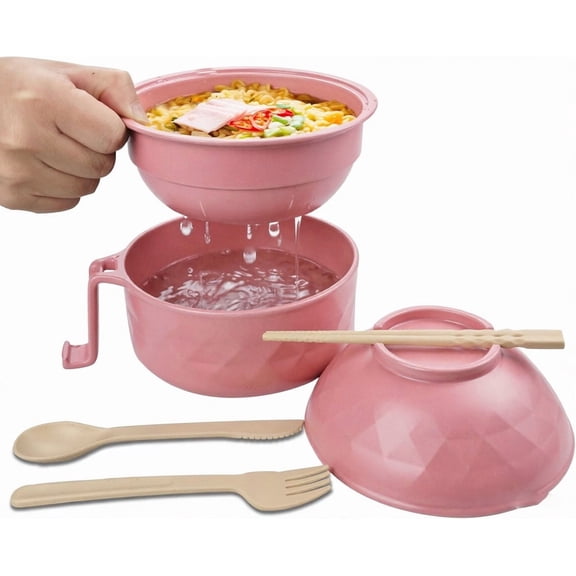 Ramen Cooker Ramen Bowl Set with Chopsticks 33oz Microwave Noodle Bowl College Dorm Room Essentials for Girls for Boys Apartment Essentials-Black