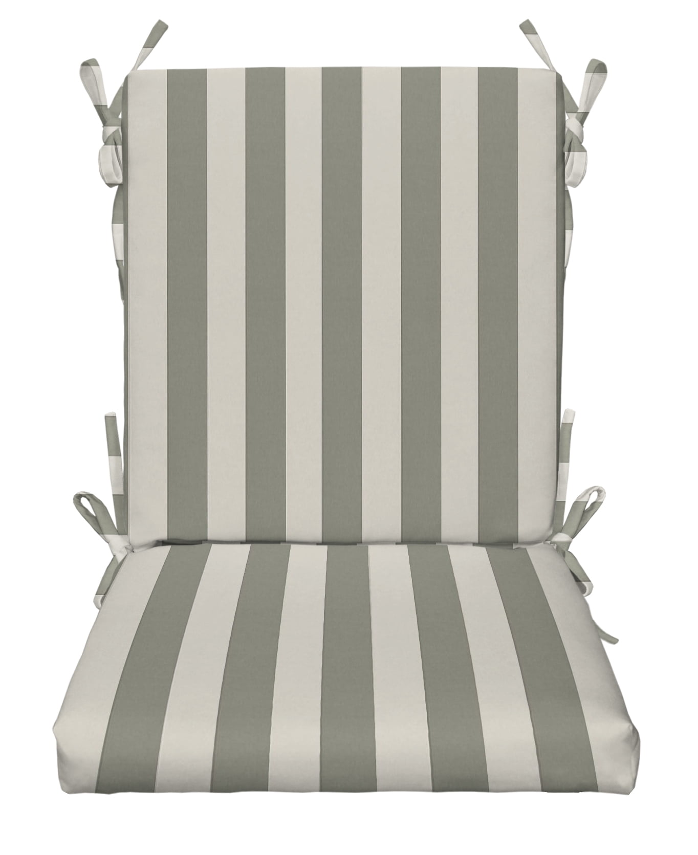 RSH Décor Indoor Outdoor Foam Mid Back Chair Cushion, Grey White Stripe