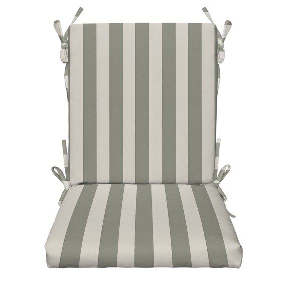 RSH Décor Indoor Outdoor Foam High Back Chair Cushion, Grey & White Stripe