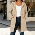 thumbnail image 2 of VBVC Women's Long Hooded Zip Up Sweatshirt , Casual Drawstring Waist Coat For Women , Ladies' Fall Midi Outerwear with Pockets, Khaki , S-2XL, 2 of 8