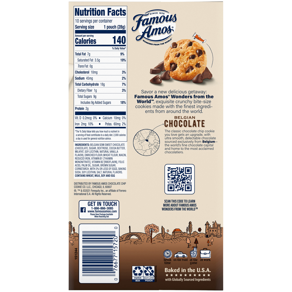 Famous Amos Belgian Chocolate Chip Cookies Caddy Pack, 10 Oz (10 Count) - image 3 of 5