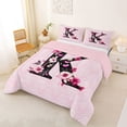thumbnail image 2 of Erosebridal Pink K Letter Kids Full Size Comforter Sets, Mandala Damask Groovy Bedding Sets, 3 Pieces, 2 of 6