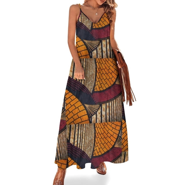 Robe Sans Manches Imprimé Cire Africaine Chaude et Chaude Robe de Soirée Ample Robe de Soirée Femme Élégante Luxe