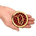 thumbnail image 3 of Koyal Wholesale Gold Compact Mirror Bridesmaid's Wedding Gift, Buffalo Red Plaid | Gold Glitter, Monogram Letter D, 1-Pk, 3 of 5