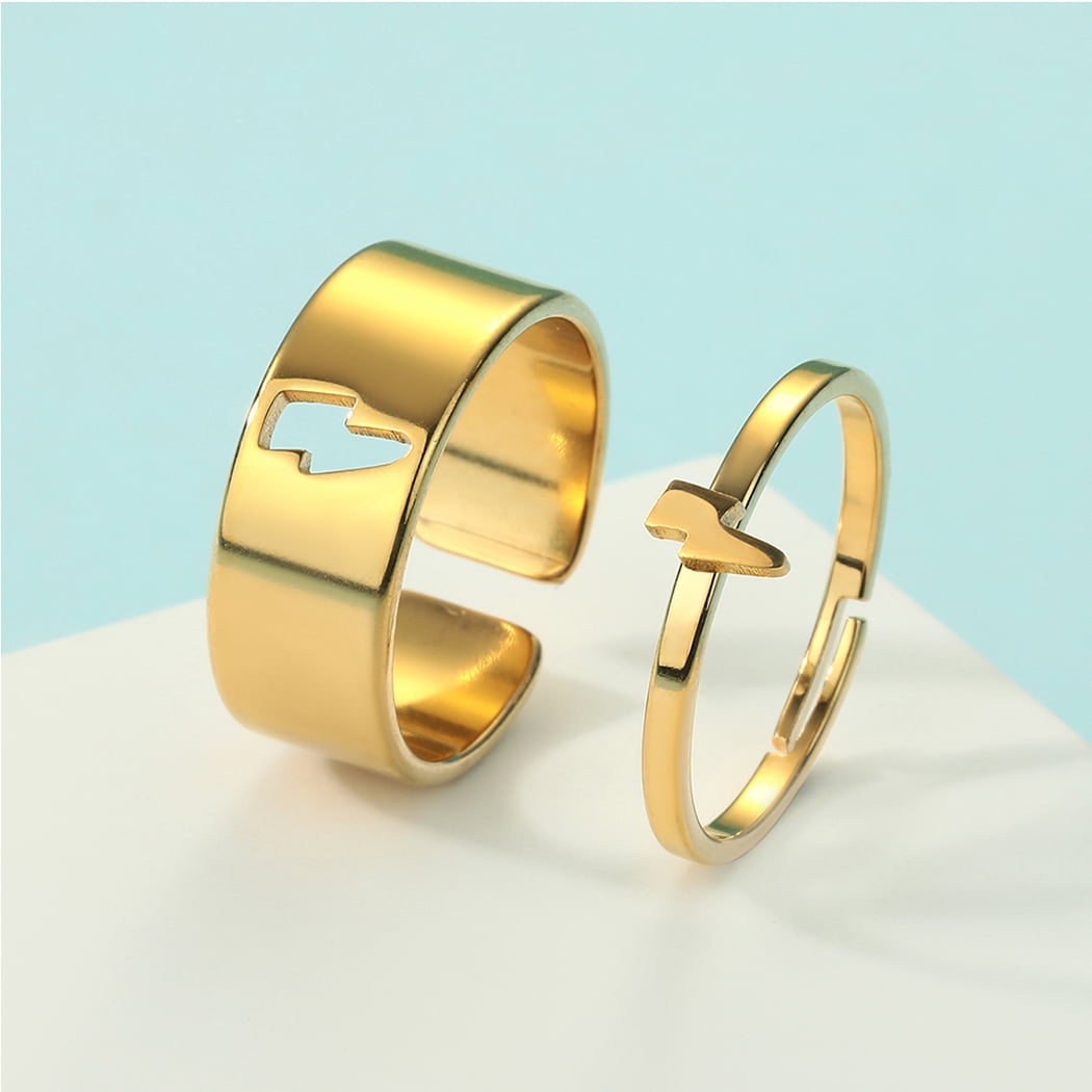 2pcs Lightning Bolt Couple Promise Ring Jewelry His and Her