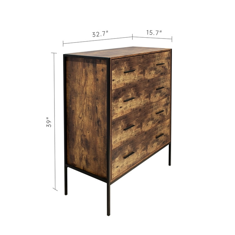 Aukfa Wood 4 Drawer Dresser - Spacious Storage - Walmart.com