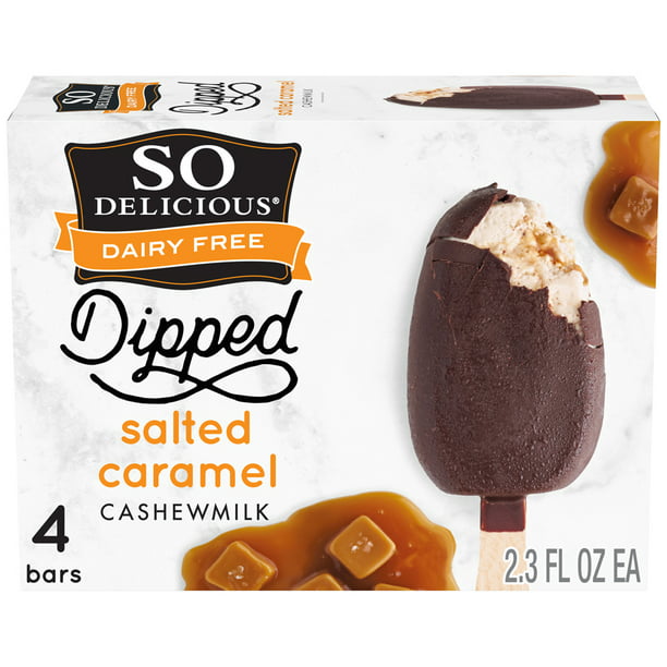 So Delicious Dairy Free Dipped Salted Caramel Cashew Milk Frozen Dessert Bar, 4 Count