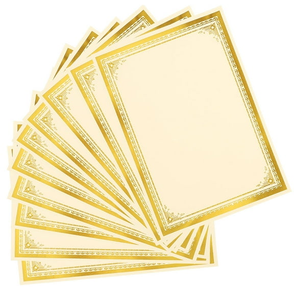 FUTUREORYY 35Pcs Certificates Paper for Business with Golden Writable Surface