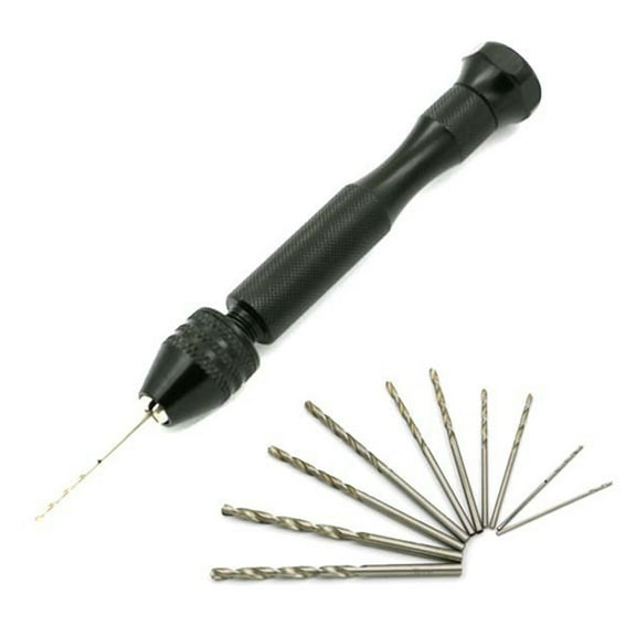 UNTERING Hand Twist Drill 1 Set Epoxy Steel Pin Vise Hand Drill with 10 Drill Bits Manual Craft Drill for Twist Drill Bi