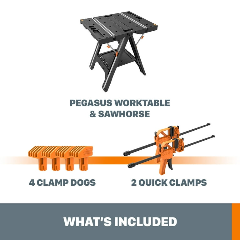 Worx Pegasus 2-in-1 Folding Work Table & Sawhorse, Easy Setup