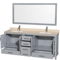 thumbnail image 4 of Wyndham WCS141480DGYIVUNSM70 80" Vanity in Gray + Ivory Marble and Square Sink, 4 of 7