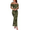 thumbnail image 2 of Vestido largo LUXVEER para mujer, malla, estampado floral, verde verano, 2 of 7