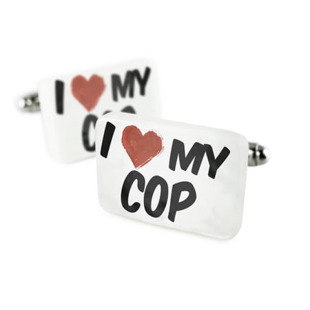 Cufflinks I Love my CopPorcelain Ceramic NEONBLOND