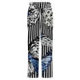 thumbnail image 6 of Striped Background Blue Butterflies Winter Female Pants Flannel High Waist Women Pants Lady Warm Straight Leg Plush Trousers, 6 of 7