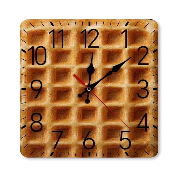 RKSupls 10×10inch Square Silent Wall Clock Wooden Frame, Vintage Plaid Pattern Scale Decorative Clock for Home Bedroom Living Room Office