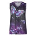 thumbnail image 4 of DailyTrove Women's Purple Floral Print Asymmetrical Tank Top - Polyester Casual & Boho Wear, Vibrant for Outings, 4 of 6