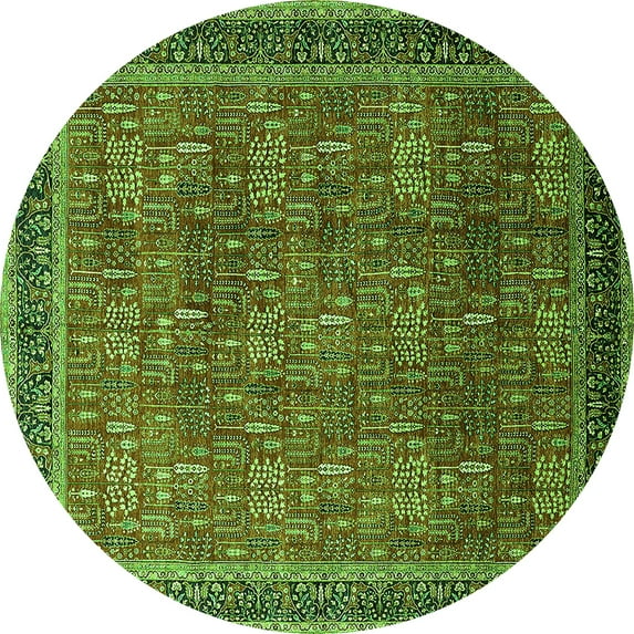 Ahgly Company Indoor Round Oriental Green Industrial Area Rugs, 8' Round
