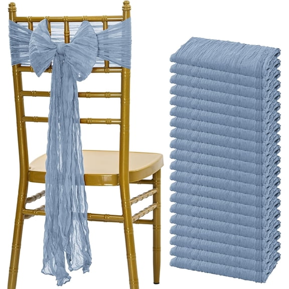Chair Sashes Cheesecloth Chair Sashes Rustic Chair Decorative Bows Chair Cover for Wedding Banquet Party Aisle Home Kitchen Decoration (Dusty Blue)