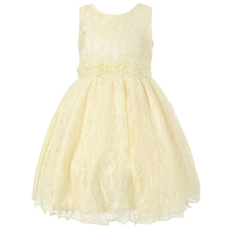 Richie House Little Girls Yellow Floral Embroidered Princess Dress 5/6 ...
