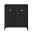 thumbnail image 3 of Walker Edison Malcomb Industrial Metal Mesh 2 Door Storage Cabinet , 30 Inch, Rustic Oak, 3 of 8