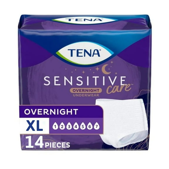 (2 PACK) Tena Sensitive Care Overnight Incontinence Underwear for Women Extra Large, 14 Count (New Sizing)