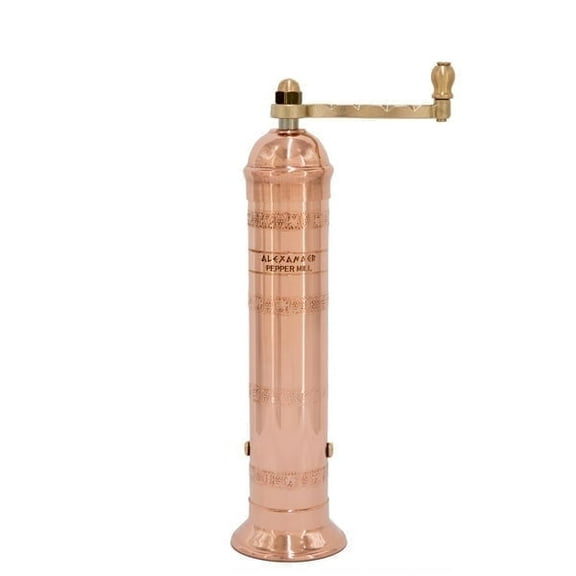 Alexander Home Greek Pepper Mill, 9 Inch Tall, Manual Grinder, Copper
