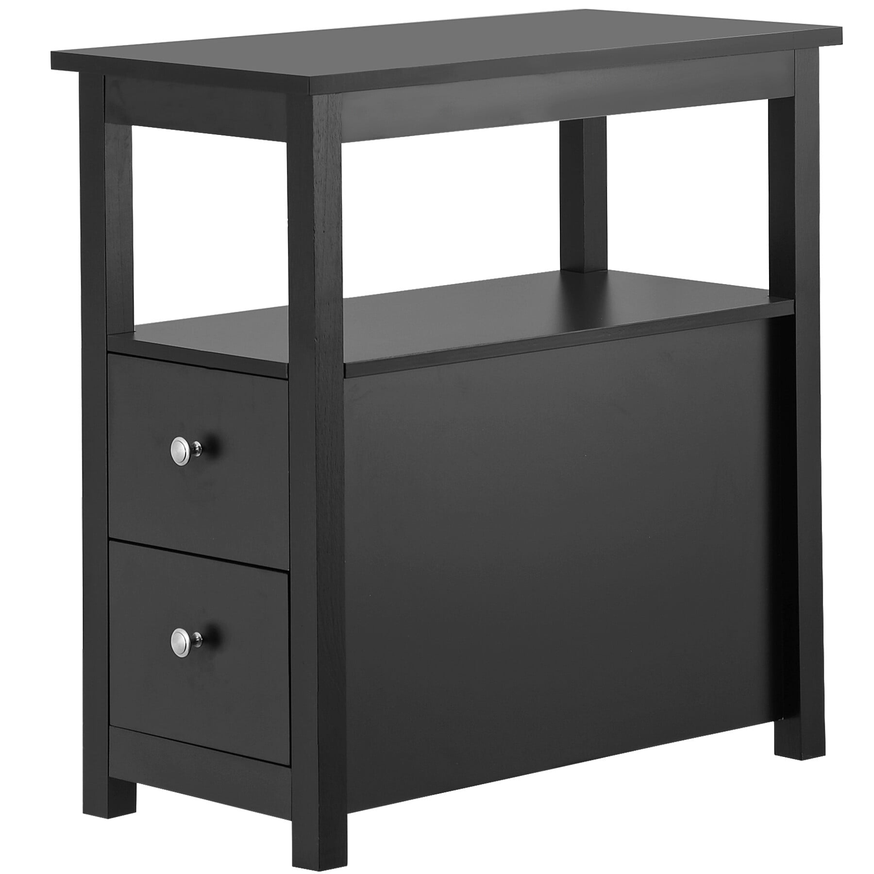 ZENY End Table Side Table with 2 Drawers and Shelf Sofa Table for Living Room Bedroom, Black