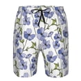 thumbnail image 4 of Kdxio Blue Flax Flowers Pattern Mens Casual Shorts - Drawstring Summer Beach Sports Shorts for Men, 4 of 9