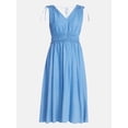 thumbnail image 5 of Time and Tru Women's Ruched Tie Shoulder Midi Dress, Sizes XS-XXXL, 5 of 5