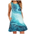 thumbnail image 2 of SMihono Robes Bohémiennes d'Été pour Femmes Grande Taille Mode Sans Manches Col Rond Décontracté avec Poche Imprimée, 2 of 4