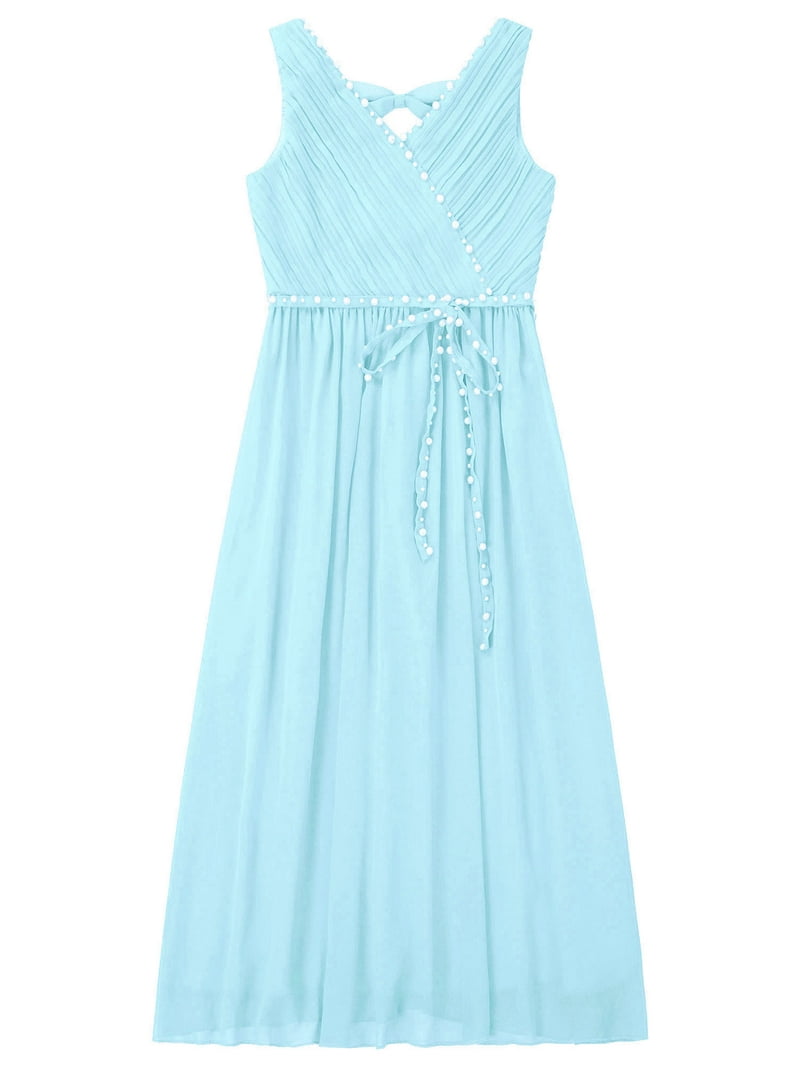 Yartina Junior Bridesmaid Dress A-line Chiffon Formal Party Dresses Flower  Girl's Dress Light Blue 16 - Walmart.com