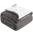 thumbnail image 5 of Flxxie Cotton Cable Knitted Throw Blanket, Sherpa Fleece Throw Blanket Dual Sided (Gray, 51" x 67"), 5 of 5
