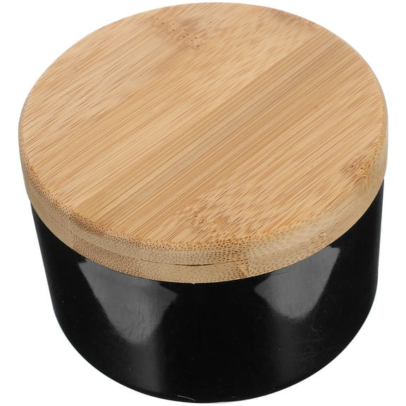 LEORX Black Round Ashtray with Lid Large Capacity Synthetic Material Decorative for Home and Office 7.5 Inch