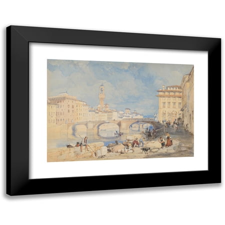 James Duffield Harding 14x11 Black Modern Framed Museum Art Print Titled - Ponte Santa Trinita, Florence (Before 1832)