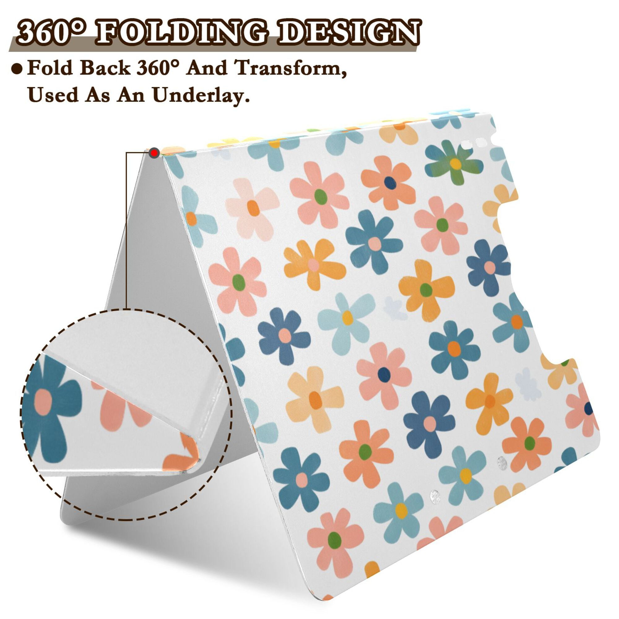 FORMRS A4 Clipboard Folder with Pen Holder Horizontal Foldable School Office Binder, Colorful Flowers