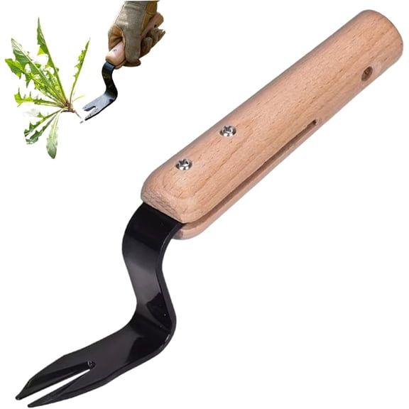 3-Pack Weed Puller, Stainless Steel Weeder Tool with Comfortable Wooden Handle for Garden, Lawn and Yard, Efficient Stand-Up Weed Remover Tool