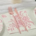 thumbnail image 4 of Efavormart 50 Pack 2-Ply Paper Cocktail Napkins in Matte Pink and White French Toile Floral Pattern, Highly Absorbent Soft Disposable Beverage Napkins, 4 of 6