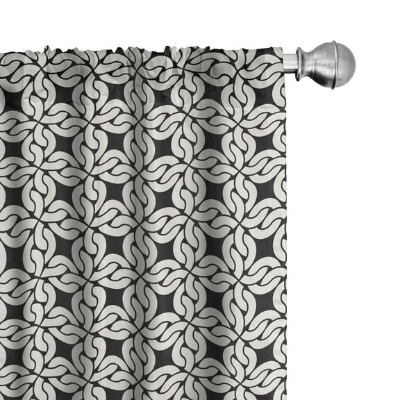 Ambesonne Geometric Curtains, Simplistic Banded Lines, Pair of 28"x84", Dark Grey White