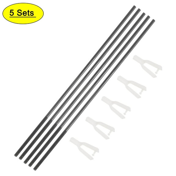 5Pcs M2 x 28mm One End Threaded 300mm Long Metal Push Rods w 5Pcs Nylon Clevis 1.5x20mm