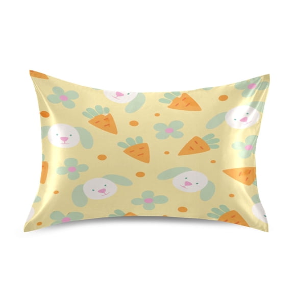 Satin Pillow Case Envelope Pillow Covers Standard Size Soft Pillow Cases for Bedroom, Yellow Bunnies Printed