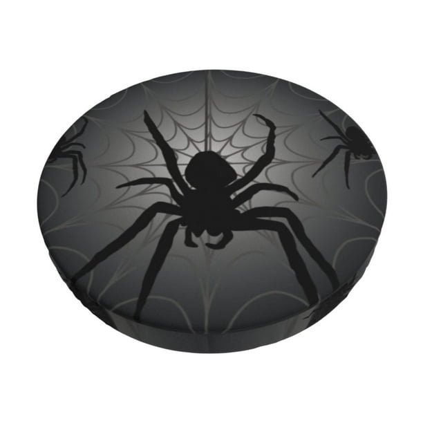 Disketp Black Spiders Funda Redonda para Taburete, Funda de Cojín para Silla de Bar Suave y Elástica-12 inch