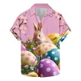 thumbnail image 2 of Feancey Summer Sale Men's Shirts Easter Short Sleeve Hawaiian Shirt Button Down Casual Bunny Eggs Print Bowling Shirt Summer Vacation Beach Shirts Multicolor M, 2 of 5