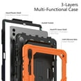 thumbnail image 2 of ELEHOLD Rugged Hybrid Case for Samsung Galaxy Tab S9 Plus 12.4" 2023 Three-Layer Protection with Built-in Screen Protector 360° Rotating Kickstand Handstrap Shoulder Strap Shockproof Case,Orange, 2 of 10