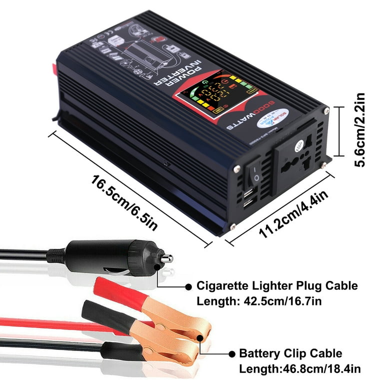 Inverter 6000W Car Power Inverter 12v DC to 110v AC Converter,12 Volt  Invertor Car Cigarette Lighter Adapter Battery Inverter for Vehicles,Power  