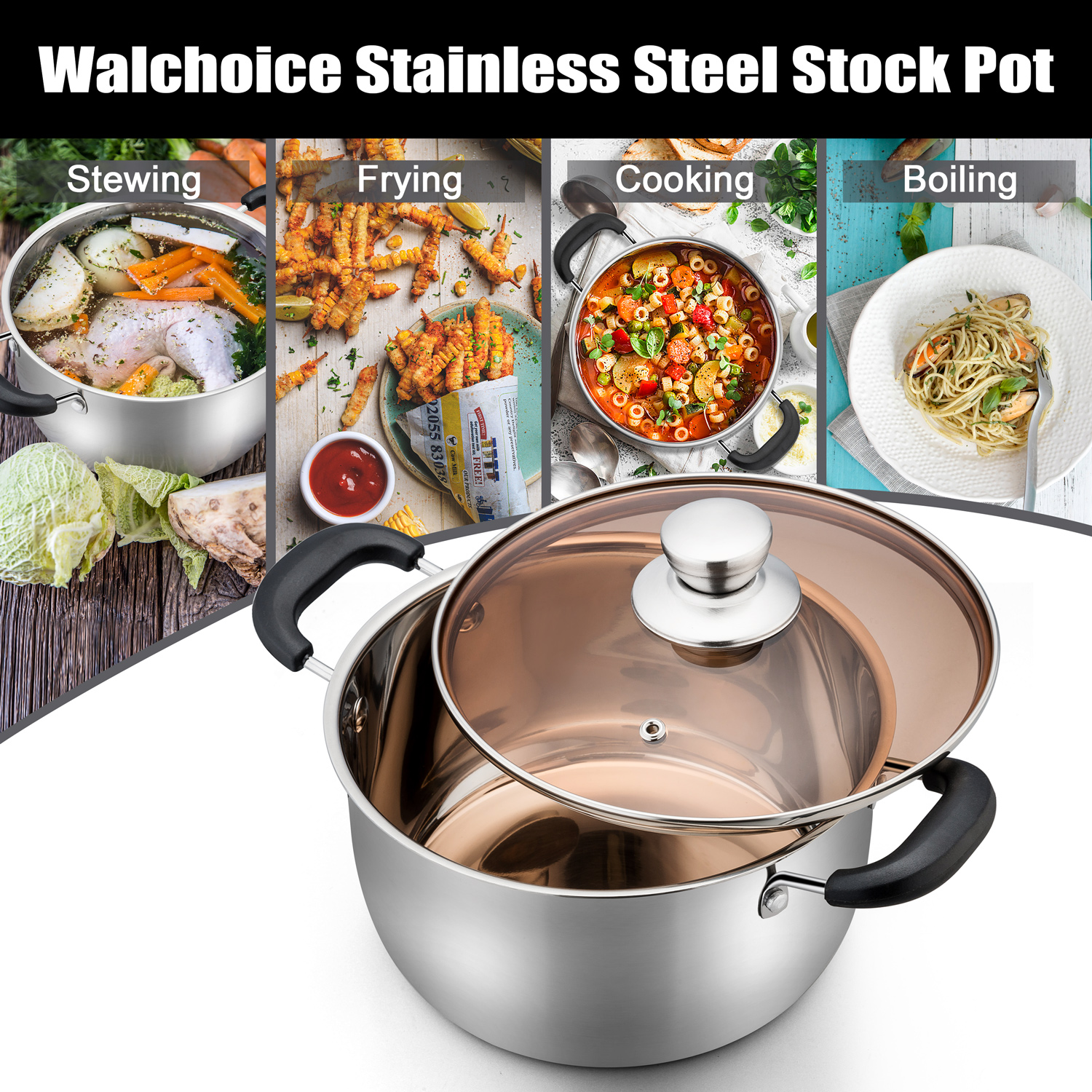 Walchoice 4-Quart Stainless Steel Stockpot with Lid photo 7