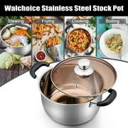 Walchoice 6 Quart Stockpot with Lid, Stainless Steel Pasta Soup Pot for Home Restaurant Hotel, Heat-Proof & Double Handles