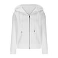 thumbnail image 6 of felwors Zip Up Cardigan Sweater for Women Cable Knit Hoodie Long Sleeve Jacket Oversized Outwear Drawstring Sweatshirts White, S, 6 of 6