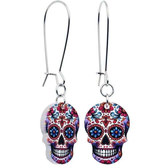 Body Candy Earrings Sugar Skull Reversible Dangle Skull Earrings Stainless Steel Hypoallergenic
