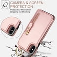 thumbnail image 4 of Allytech Wallet Case for iPhone XS Max, Card Holder & Zipper Pocket, Finger Grip Ring, Screen & Camera Protection, Luxury PU Leather Kickstand Double Buttons Flip Shockproof Case - Rosegold, 4 of 7